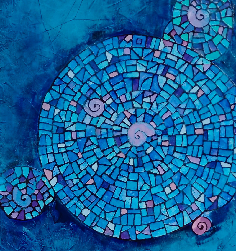 KLick öffnet Bildbetrachter; blaues Mosaik