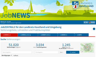 Screenshot von der Startseite der neuen Jobzentrale Havelland.