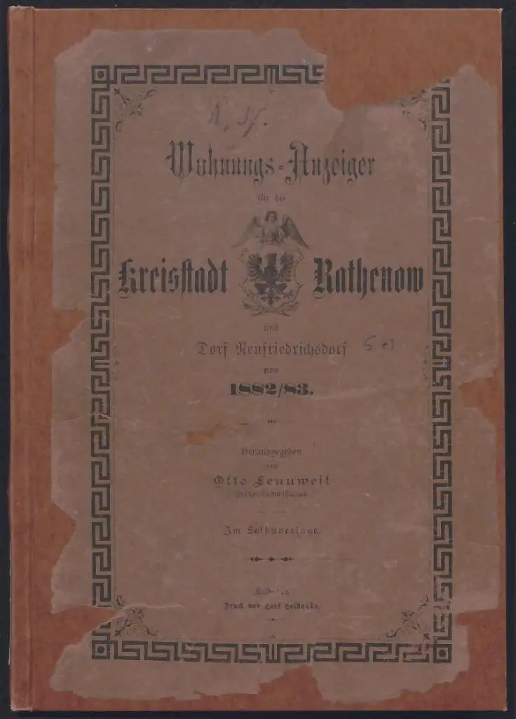 Seite 1 des historischen Adressbuchs Rathenow