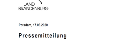 Ausschnitt einer Pressemitteilung der Staatskanzlei Brandenburg.