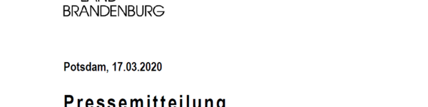 Ausschnitt einer Pressemitteilung der Staatskanzlei Brandenburg.