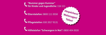Wichtige Telefonnummern bei Problemen und Konflikten zu Hause
