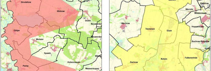 Auf zwei Karten sind die Gebiete markiert, in denen die Aufstallung angeordnet wurde.