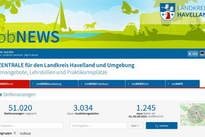 Screenshot von der Startseite der neuen Jobzentrale Havelland.