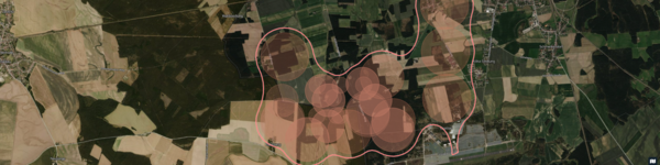 Satellitenbild mit roten Kreisen im Bereich eines Brandes - Klick öffnet Bildbetrachter