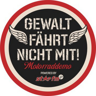 Logo der Motorraddemo "Gewalt fährt nicht mit"