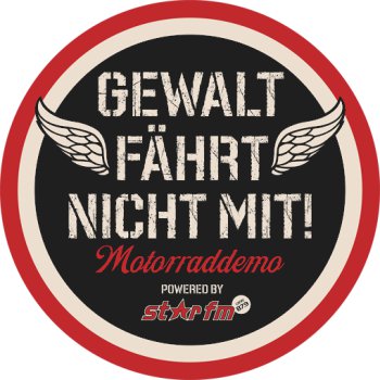 Logo der Motorraddemo "Gewalt fährt nicht mit"